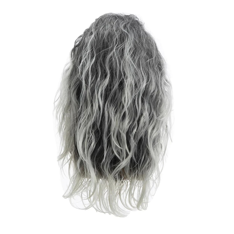 Baruisi Long Curly Wavy Grey Wigs for Men Synthetic Natural Party Halloween C