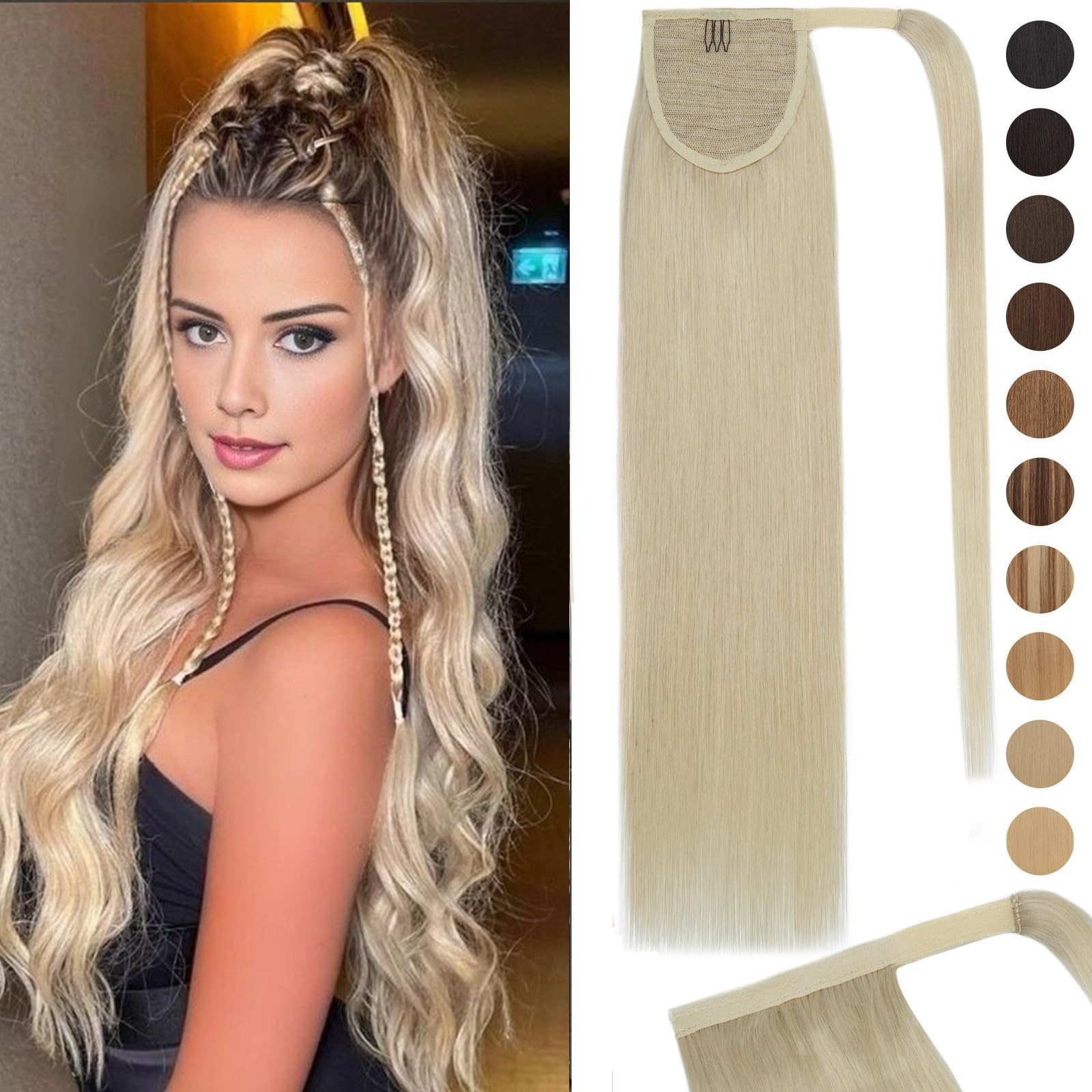 Rich Choices Real Hair Ponytail – Balayage Platinum Blonde 14 Inch 80G One