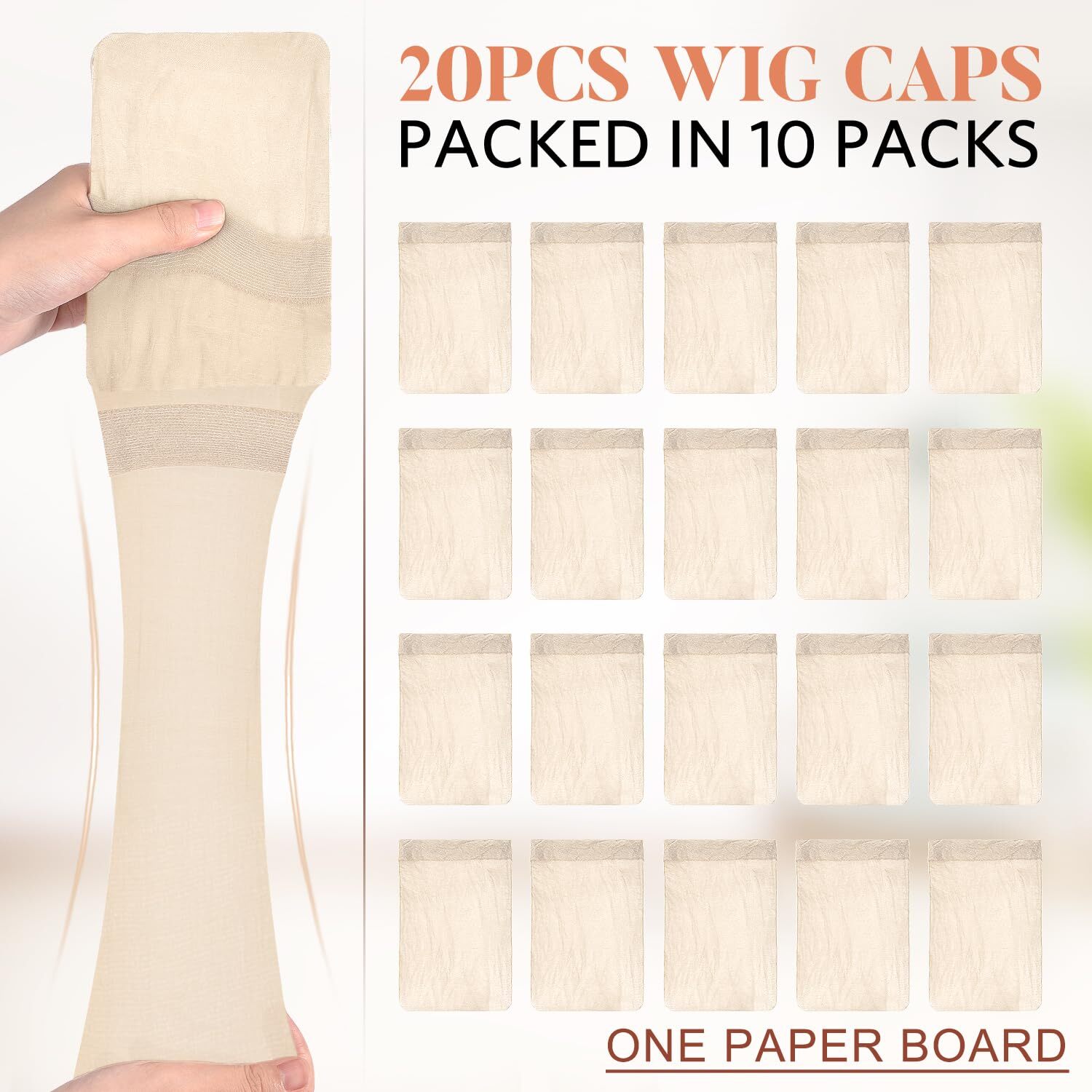 Wig Caps 20pcs Beige Wig Caps Stocking Caps for Wigs Beige Wig Cap