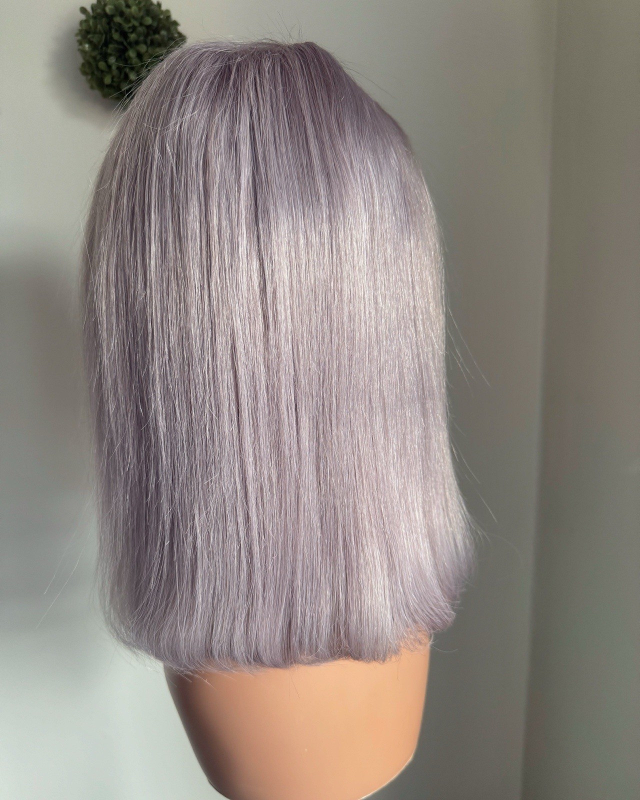 Lace Front Straight Bob Wig /Gray human hair Side Part Glue 12”