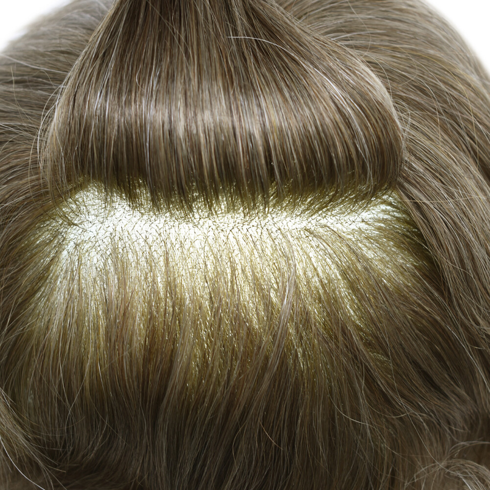 Mens Toupee Hairpiece Swiss Welded Mono Lace Wig for Men Hair System Replacement