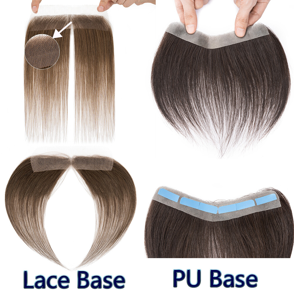 Lace PU Skin Cover-up Front Hairpiece Hand-Tied Hairline Real Human Hair Patches