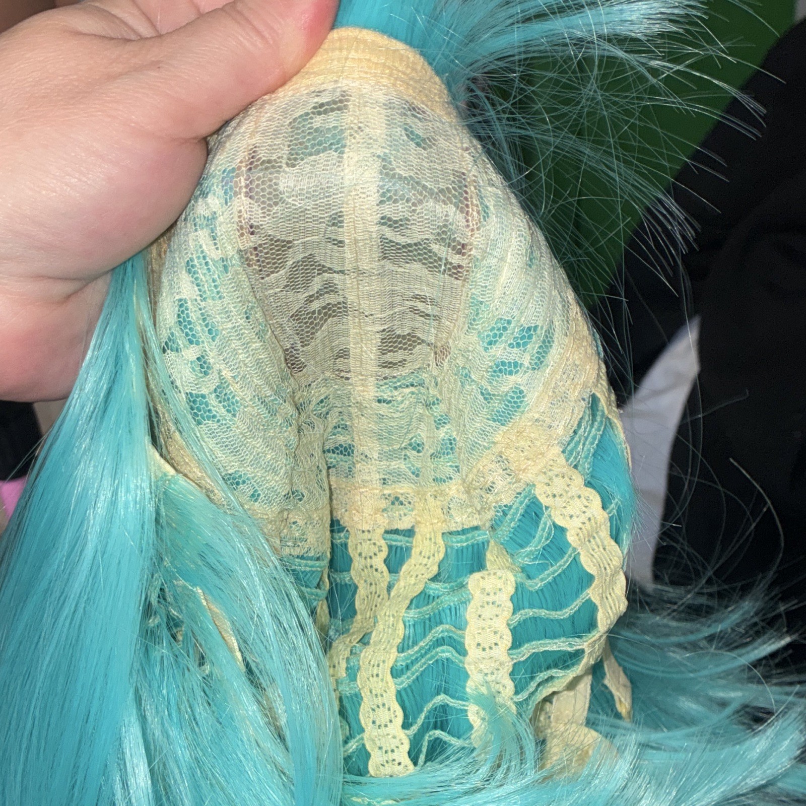 Straight Blue Bob Synthetic Wig Classic Cap Adjustable Strap C-Part One Size