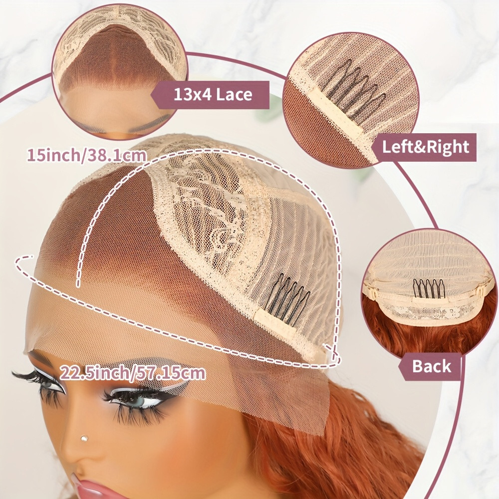 Ginger Orange Synthetic Lace Front Wigs Pre Plucked Natural Loose Curly Hair Wig