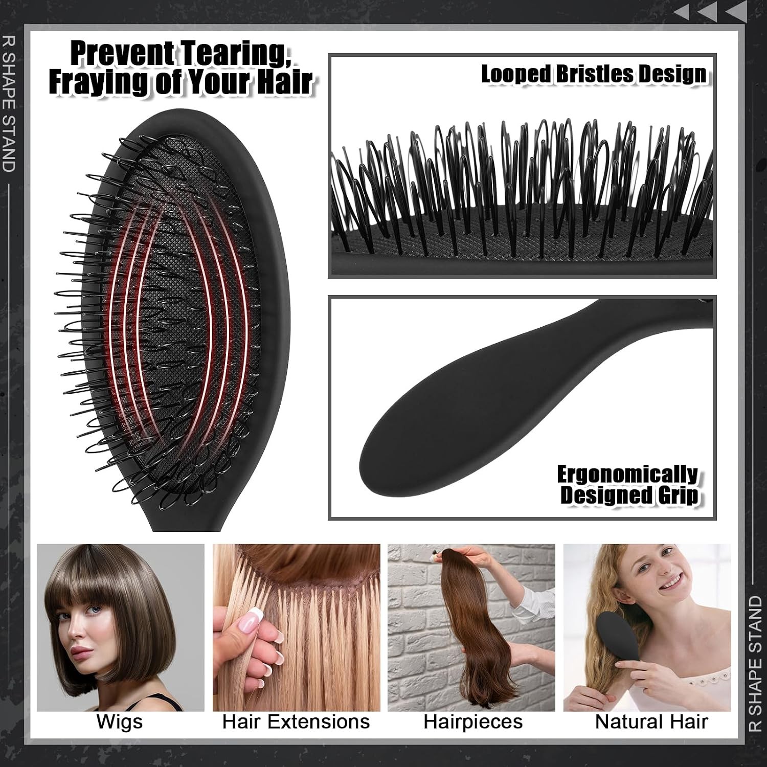 2 Pack Wig Head Stand with 3 PCS Wig Brush Comb, Travel Wig Holder Comb Set