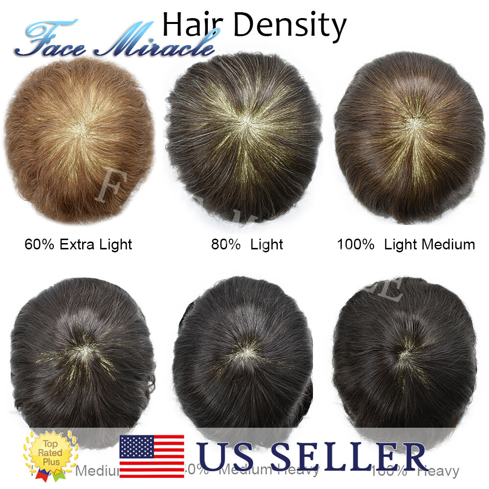 Mens Toupee Human Hair Replacement Durable Skin PU Injected System Wig for Men