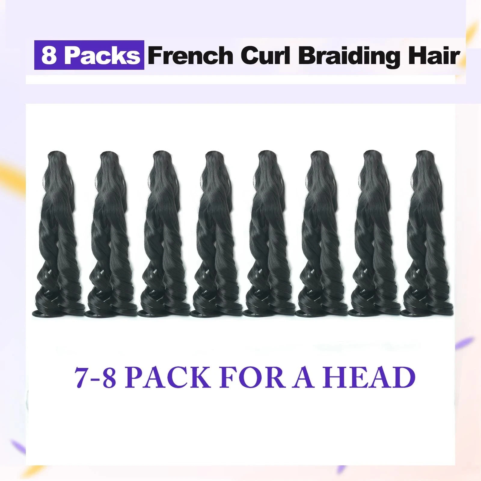 French Curl Braiding Hair 12 Inch Natural Black 8Packs Loose Wavy Spiral Curl…
