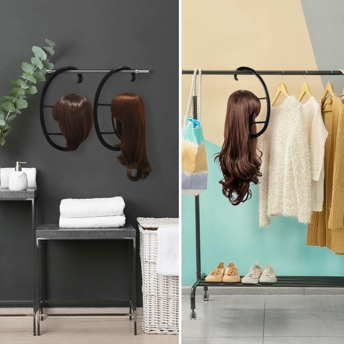 Hanging Wig Stand Set of 4 – Space-Saving Holder for Wigs & Accessories