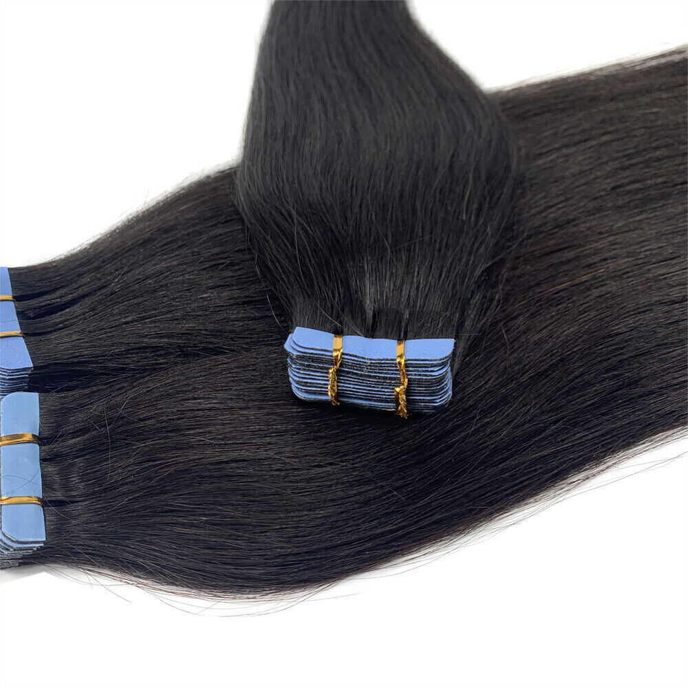 Super Tape in Hair Extensions Real Remy Human Hair Invisible Skin Weft Highlight