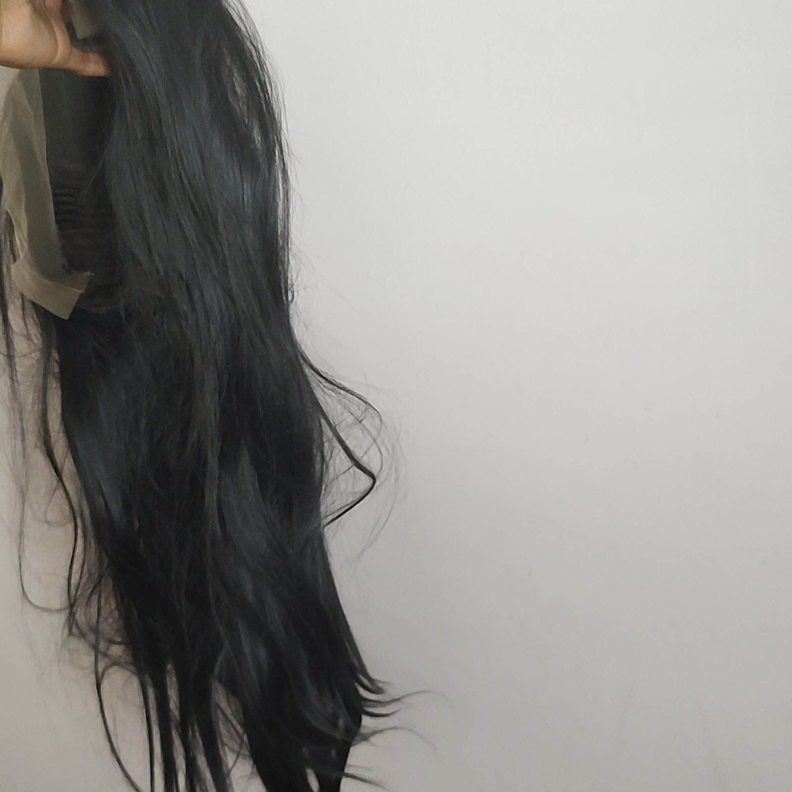 Long Wavy Black Lace Front Wig Middle Part Women One Size Adjustable Strap