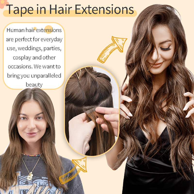 12inch-24inch 100% Remy Tape In Real Human Hair Extensions Skin Weft 10/20PCS