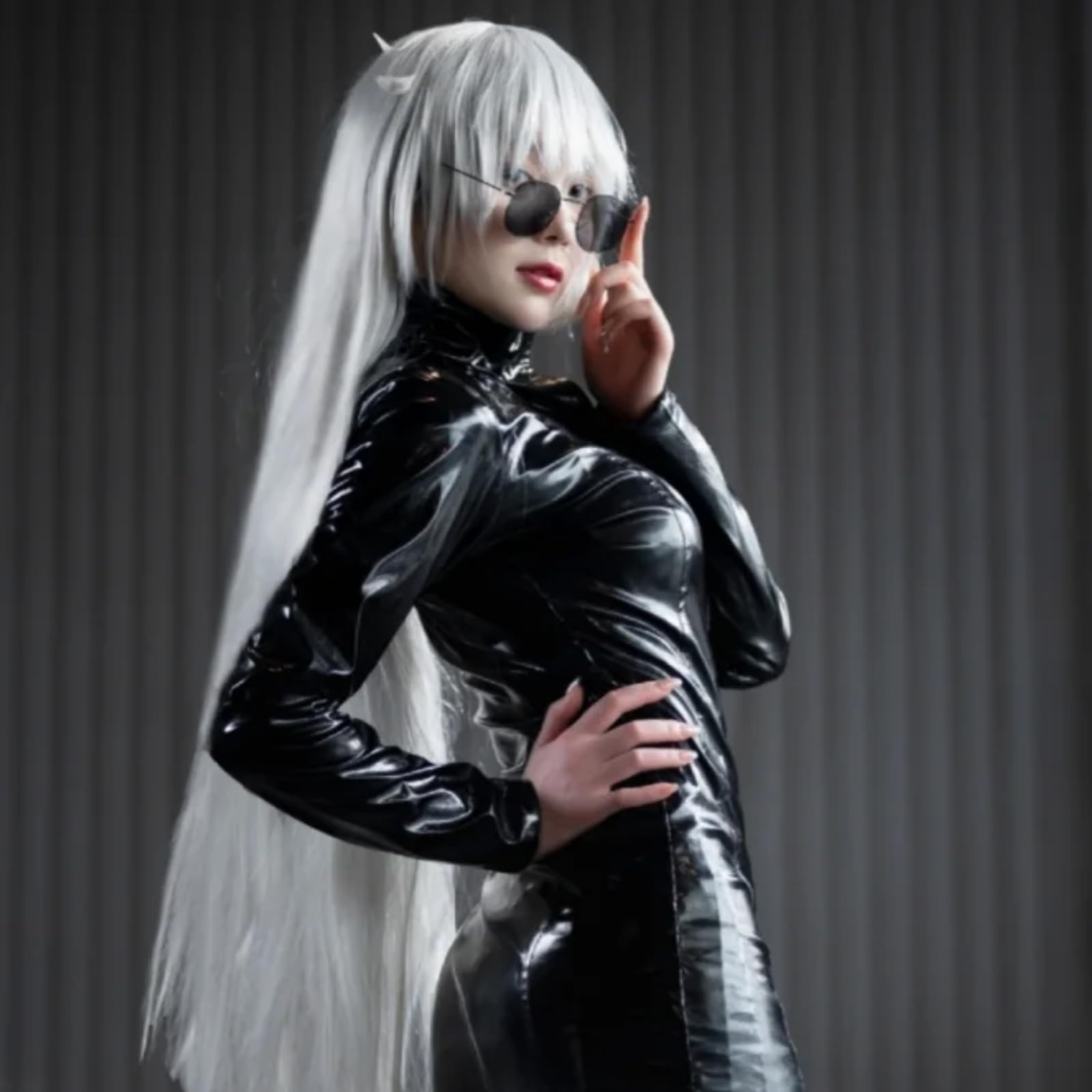 Anogol 80cm Long Straight Hair Silver Wigs Lolita Gray Cosplay Wig for Cosplay