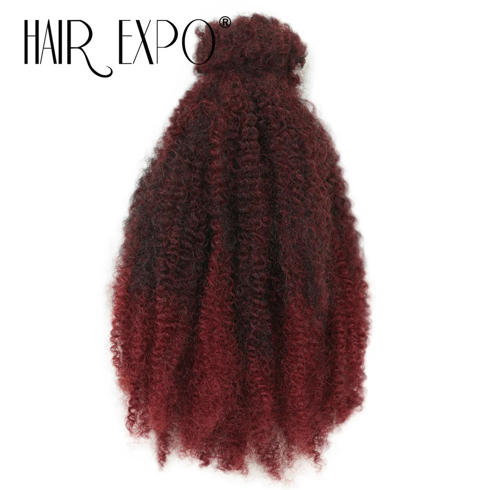 12Inch Ombre Afro Kinky Curly Bulk Synthetic Crochet Braiding Hair Extensions