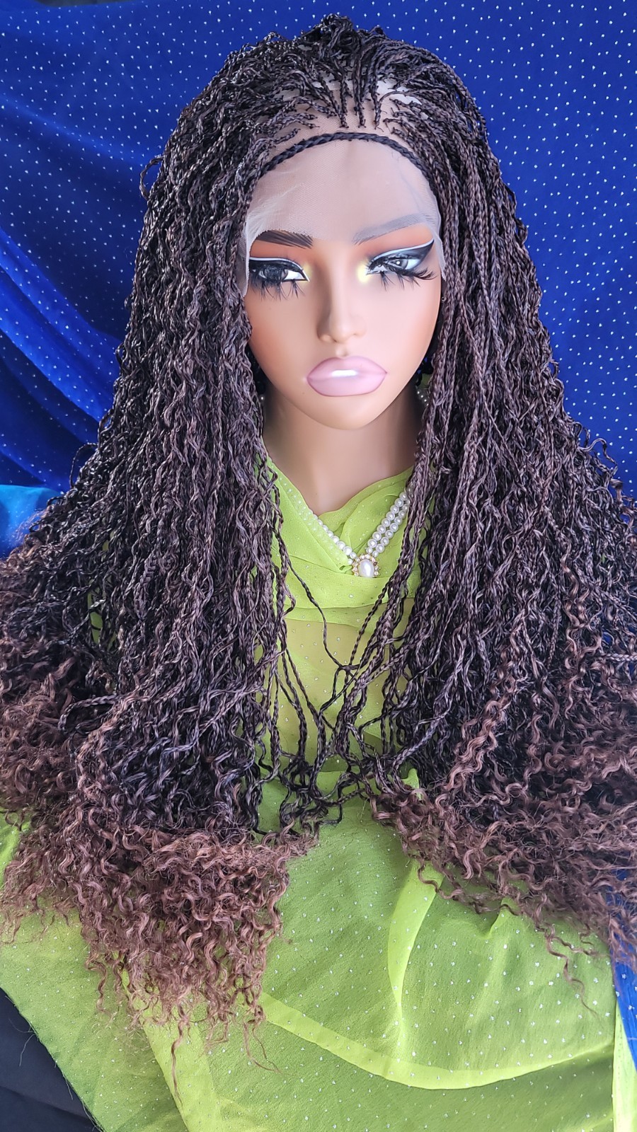 Braided Wig Micro Boho Braids 2/30 Ombre Handmade Full Lace Glueless 26″ Long