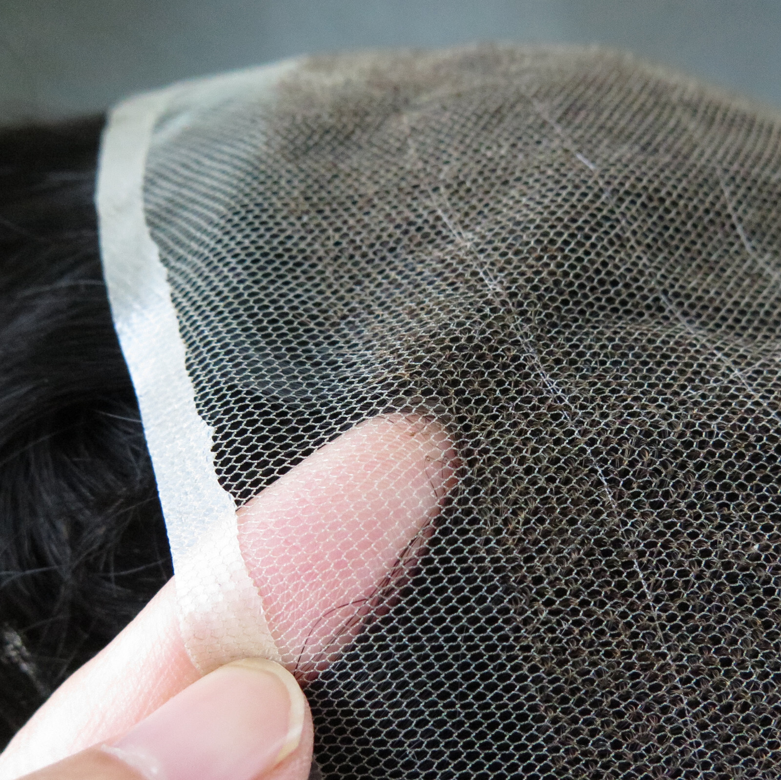 Natural Hairline Full French Lace Toupee Hair Replacement System Hairpiece #1B