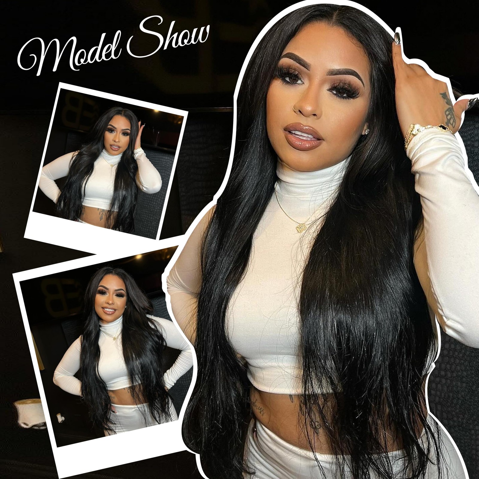 Clip in Hair Extensions Real Human Hair, 20 Inch 105g/3.7oz, 1B Natural Black…