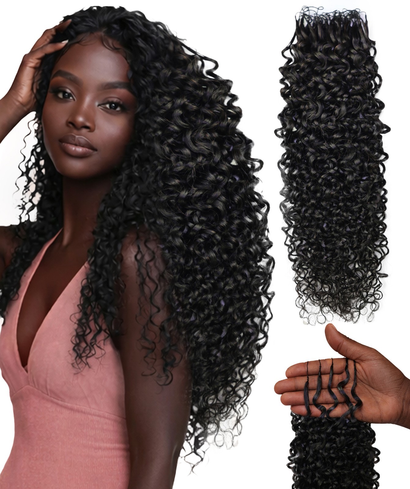 Human Hair Crochet for Black Women Burmese Bohemian Curly Hair Extension 50g 18″