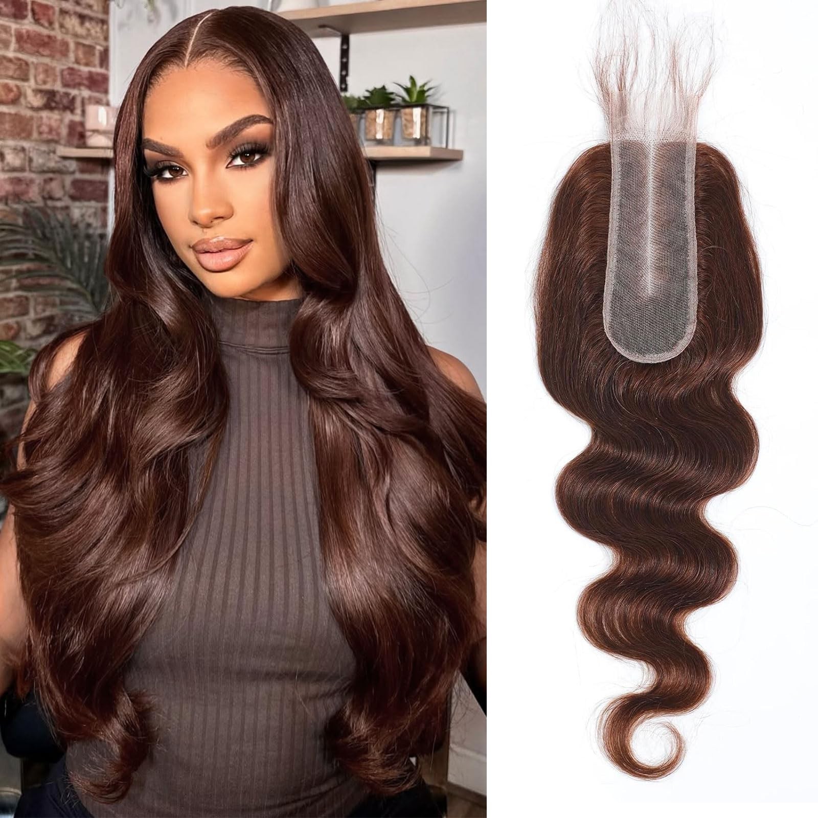 Mootaful 2X6 Hd Lace Closure 4 Brown Body Wave Transparent 2 By 6 Hd Lace
