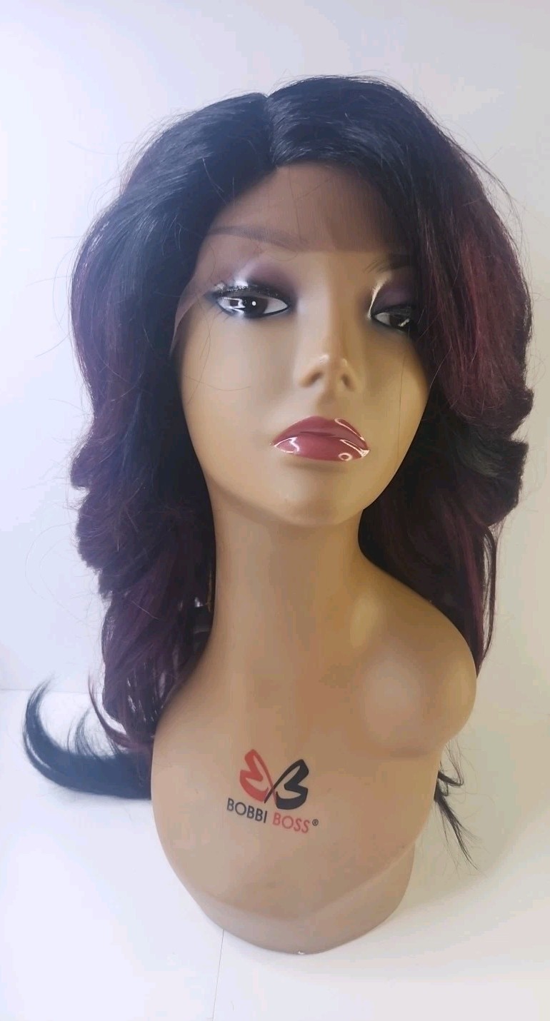 It’s A Wig Swiss Lace Front Wig TT P Burgondy/ Purple Black Color Higheat400°F.