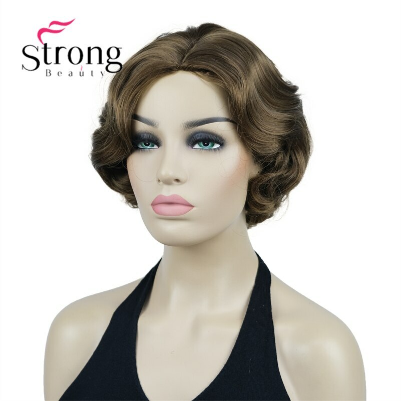Finger Wave Wig Bob Short Curly Synthetic Hair Women 1920s Cosplay Party