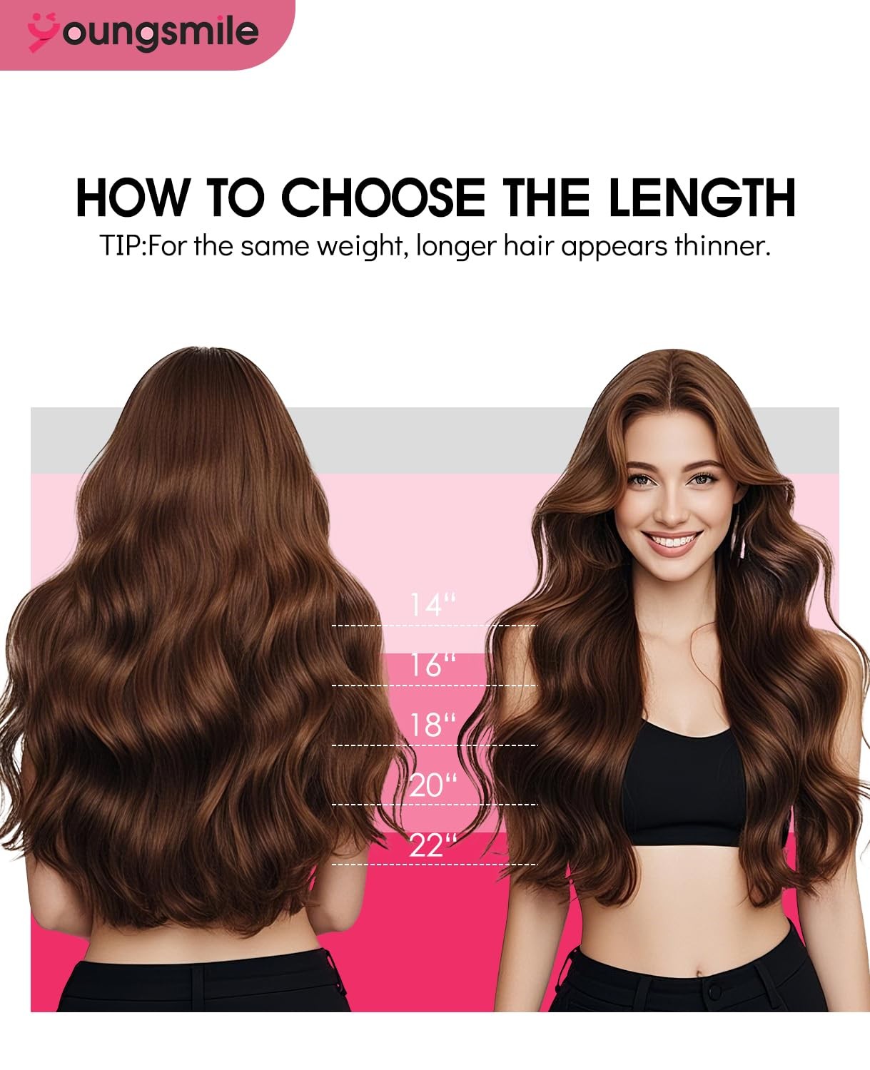 Youngsmile Real Human Hair Clip In Extensions 18 Inch 160 Gram 7Pcs Color 4