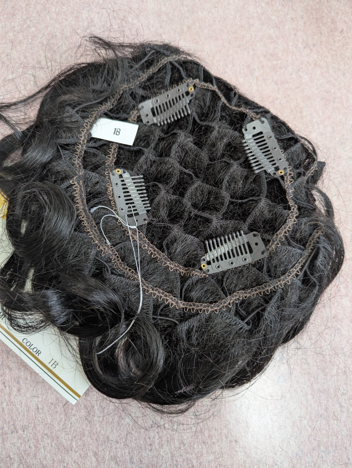 Synthetic Pull Through Wiglet Hairpiece Snap In Color Off Black #1B