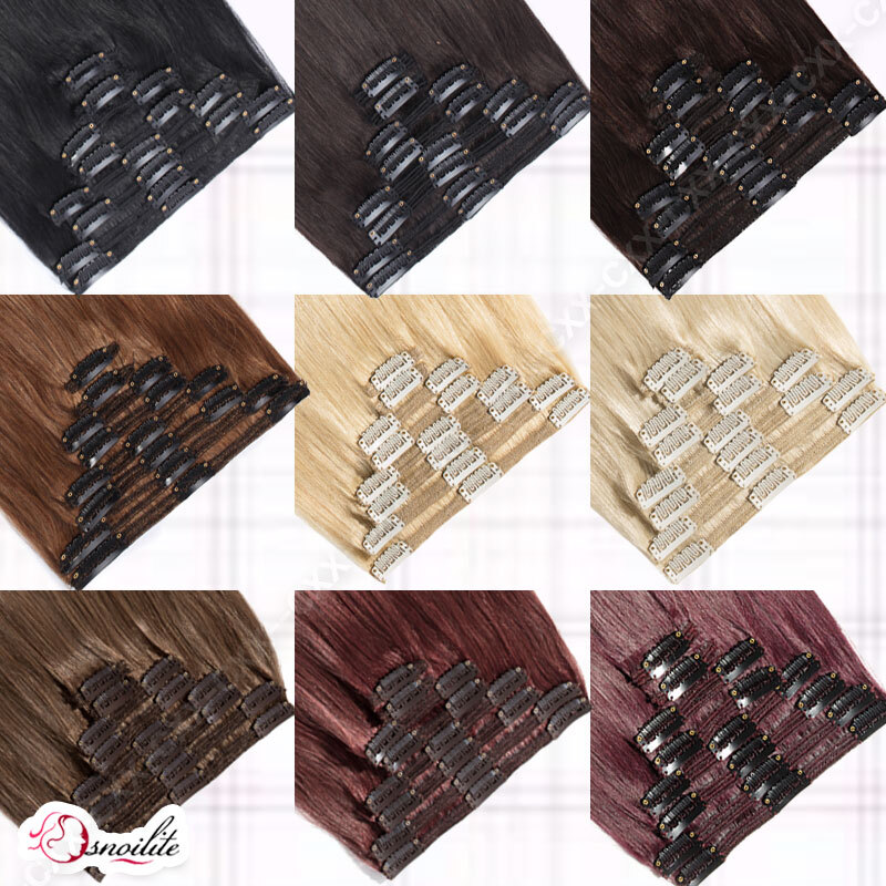 Extra Thick Double Weft Clip In Weave Remy Human Hair Extensions Full Head Brown