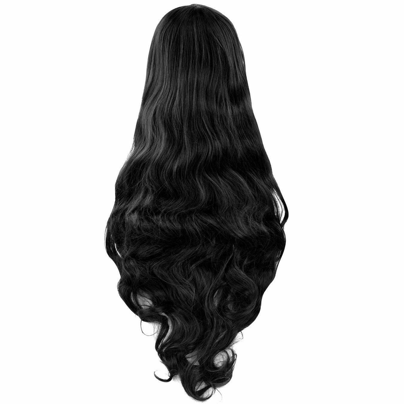 80CM Black Wig Long Hair Heat Resistant Spiral Costume Wigs Wavy Curly Cosplay