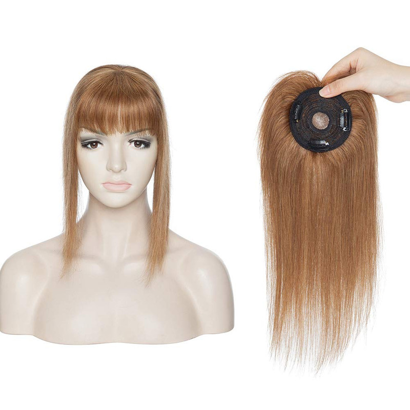 My-Lady Human Hair Topper Bangs For Women – 3.3X3.3 Silk Base 14 Inch Light