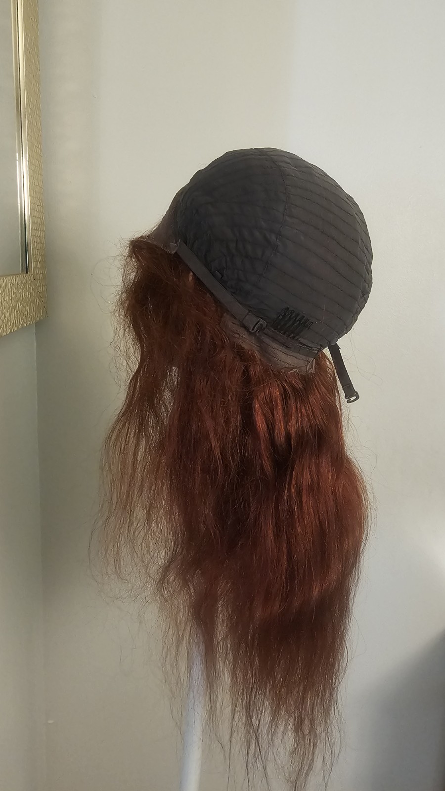 High-Quality Regular Top 24″ Copper Red Wavy 150% Virgin Human Hair Lace Wig