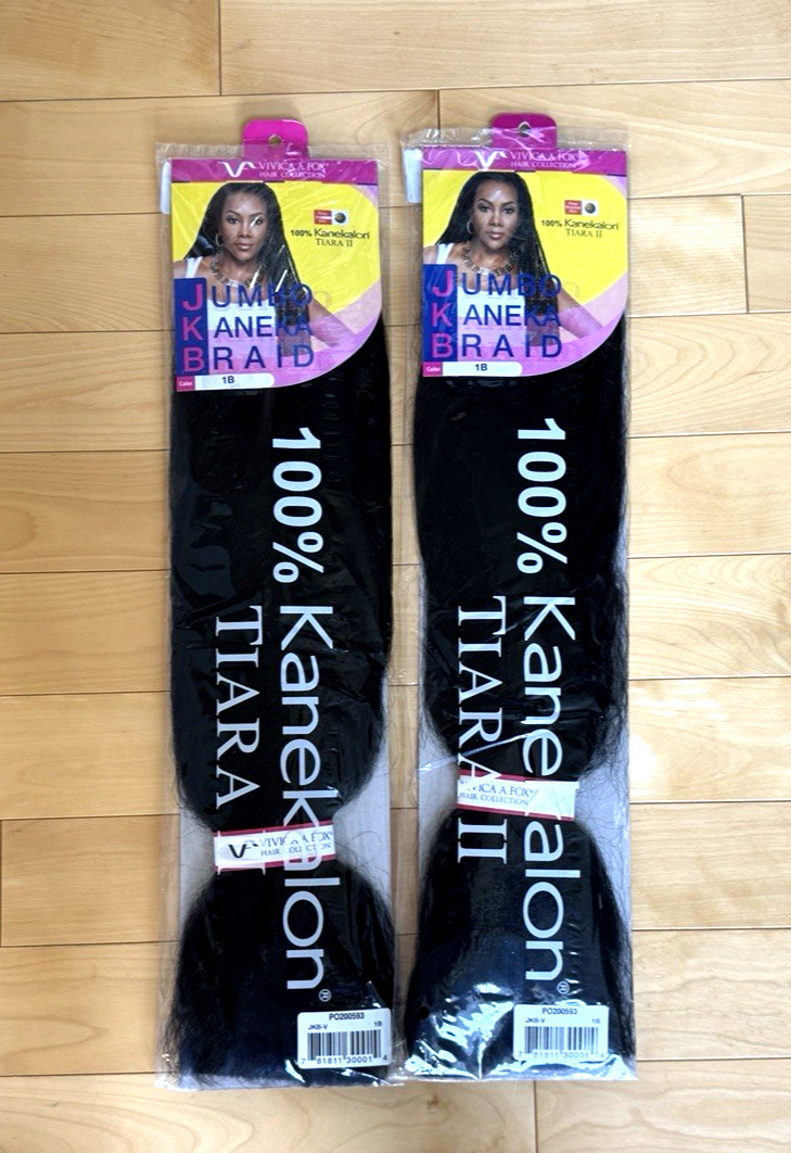 2 packs – Vivica Fox JKB-V Tiara II Jumbo Kanekalon Braiding Hair Color 1B Black