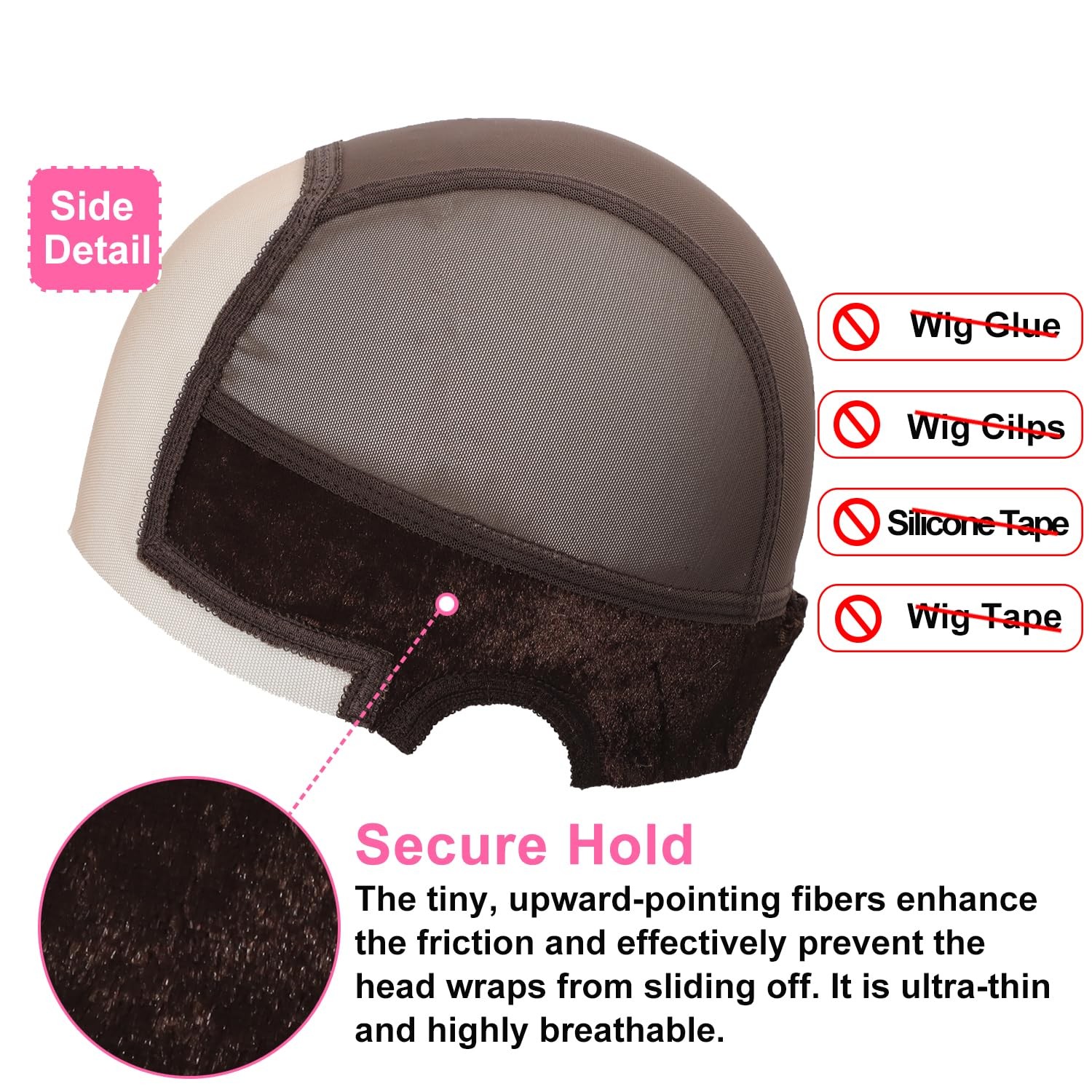 Wig Cap for Women Non-Slip, HD Lace Front Grip with Adjustable brown