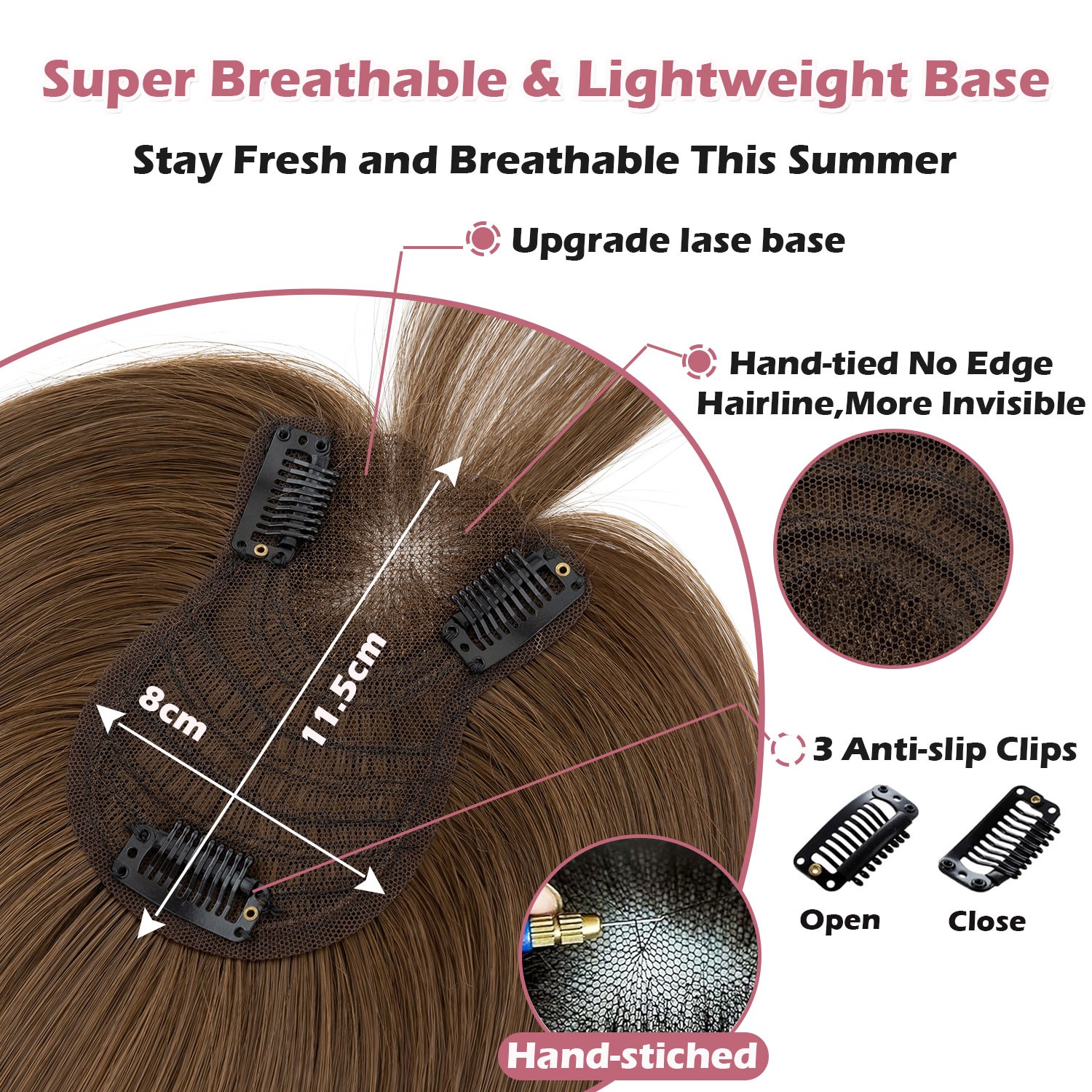2026 100% Human Hair Topper Toupee Clip in Hairpiece Bangs Bob Top Wig For Women