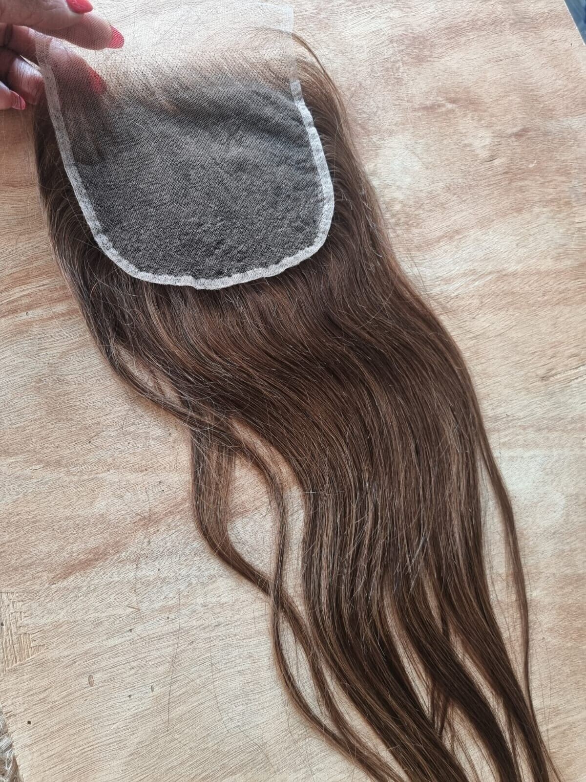 12A 16INCH HD LACE 6X6 CHESTNUT BROWN COLOR 4# BRAZILIAN HUMAN HAIR STRAIGHT 90g
