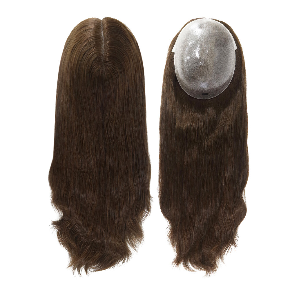 Topper for Women Top Pieces Remy Human Hair Poly Skin Knotted Hair TP22 18”