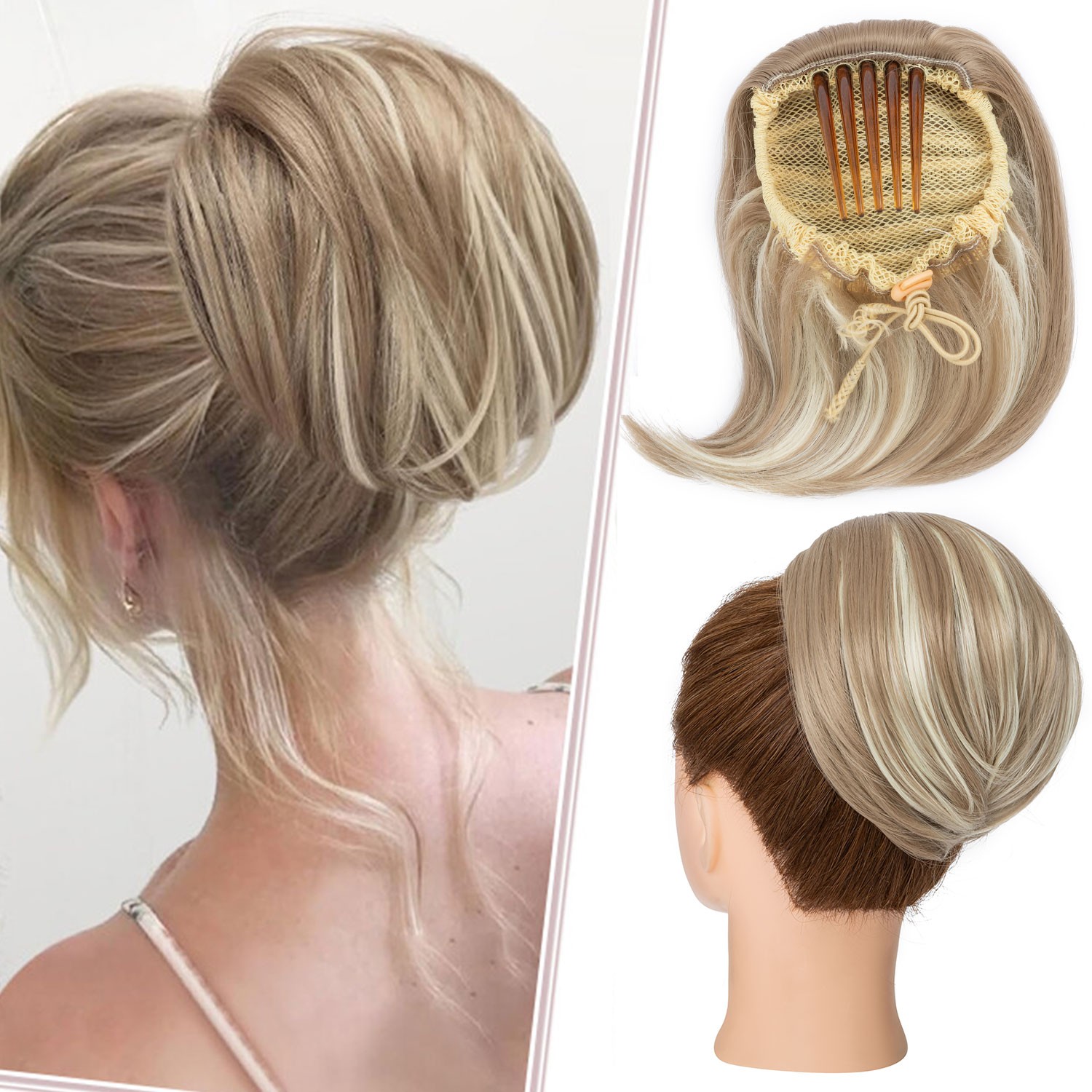 X‘mas Drawstring Ponytail Clip in Hair Extension Layered Pony Tail Real As Human