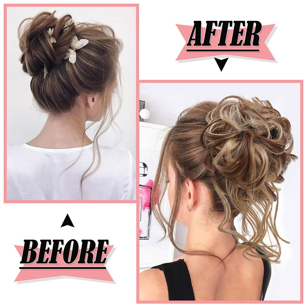 Large Thick Messy Bun Scrunchie Updo False Cover Curly Hair Extensions Hairpiece