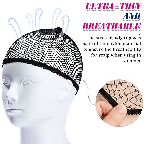 50 Pcs Fishnet Wig Caps – Stretchy Nylon Mesh Stocking Liner for Weaving, Unisex
