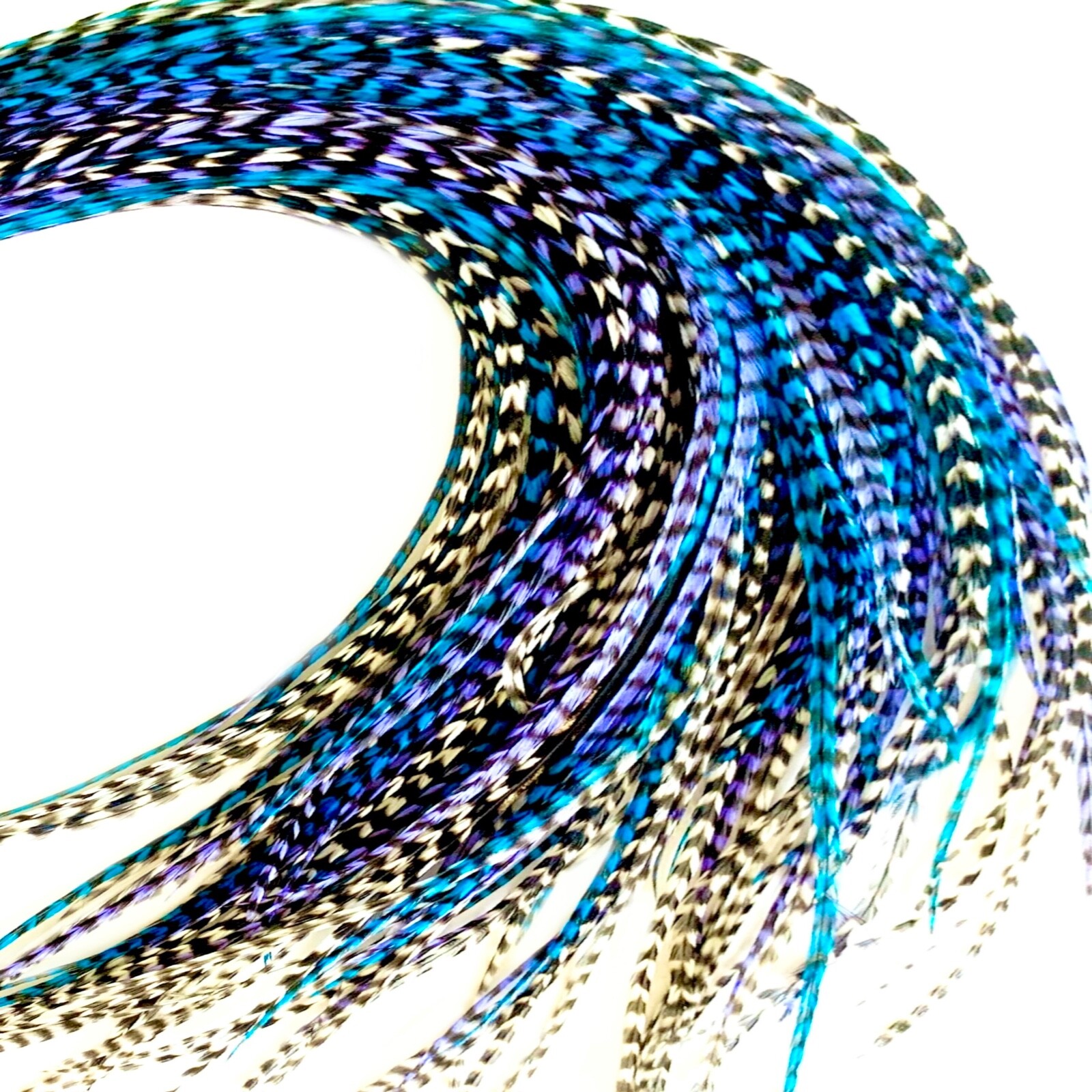 WHOLESALE 50pcs. Purple/Blue MIX 10-14″ Feather Extension,Whiting Farms,DIY Kit