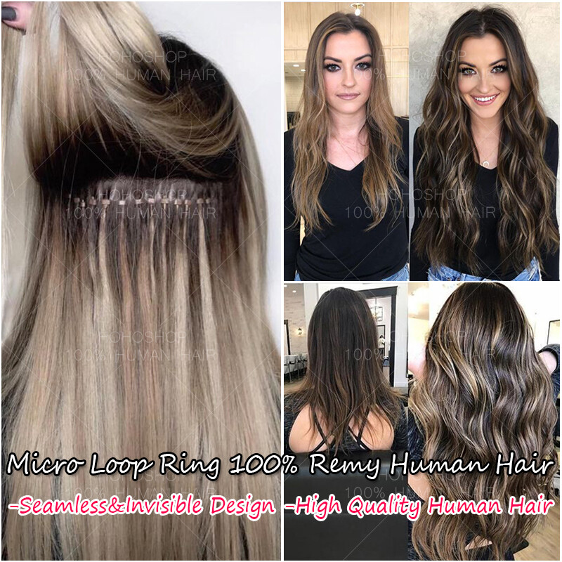 150g Real Thick Micro Ring Human Hair Extensions Loop Microlink Beads Tip 0.5/1g