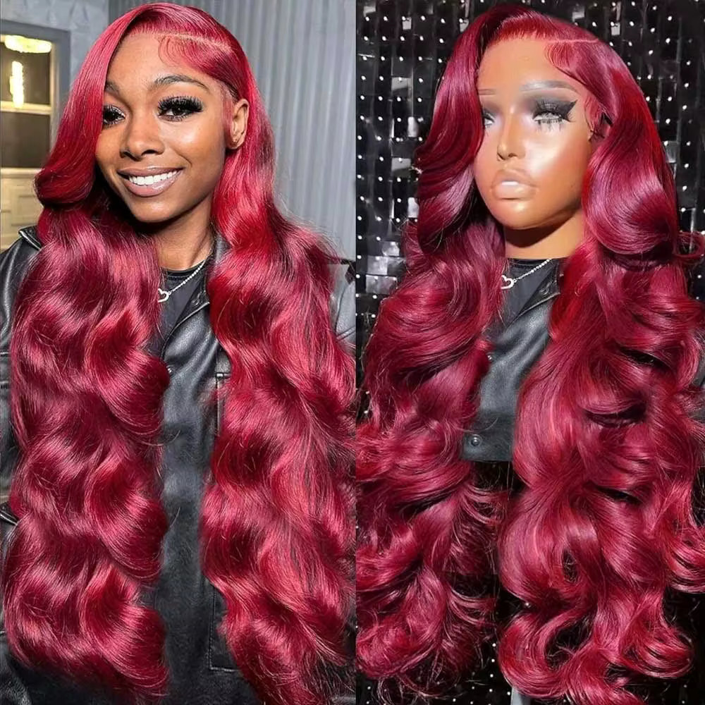 9Burgundy Wavy Human Hair Bundles Full Ends PRE PLUCKED Thick Full Wine Red Body