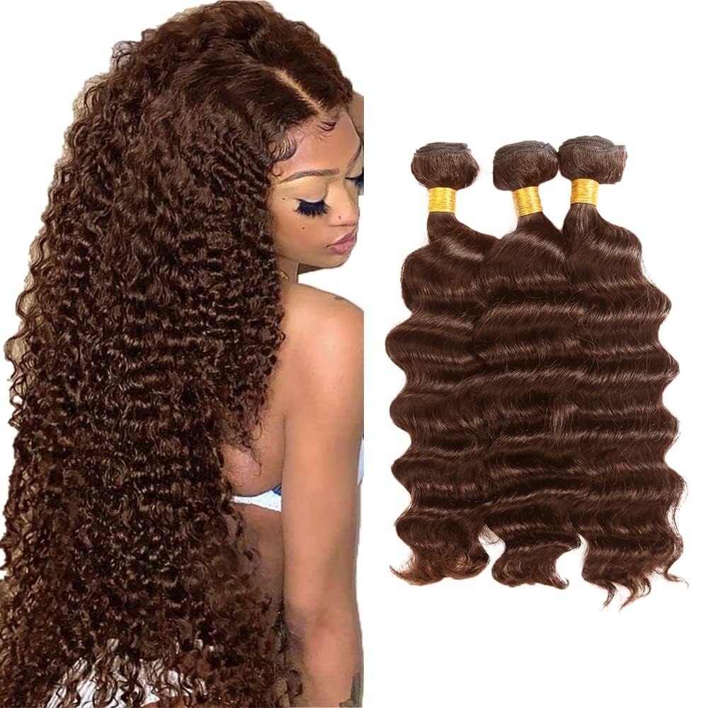 24 26 28 Inch #4 Chocolate Brown Bundles Human Hair 3 Bundles Brazilian Remy …