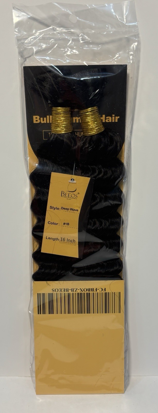 Beeos 100% Remy Human Hair Bulk Deep Wave 16 Inch Color 1B Natural Black