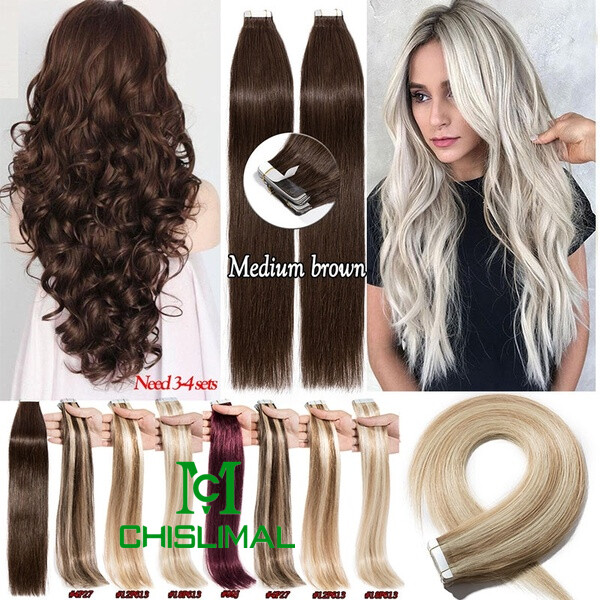 16″18″20″22″26″ 8A Tape In Remy Human Hair Extensions Seamless Skin Weave Hair