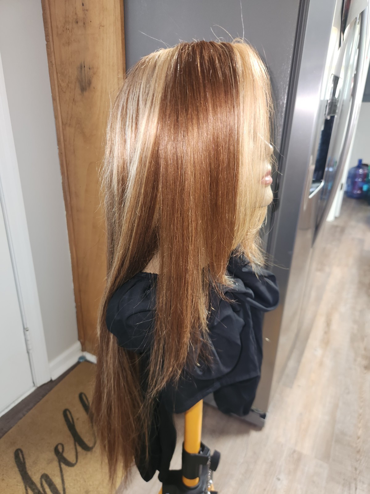 Pre-bleached Lace Front Straight Free-Part Highlighted Wig 30 in Brown/Blonde