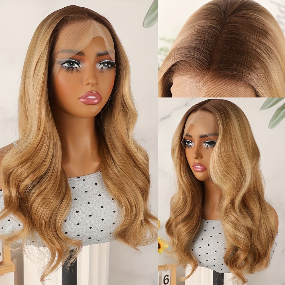 Lace Front Wigs Ombre Brown Blonde Mixed Color Hair Pre Plucked Natural Hairline