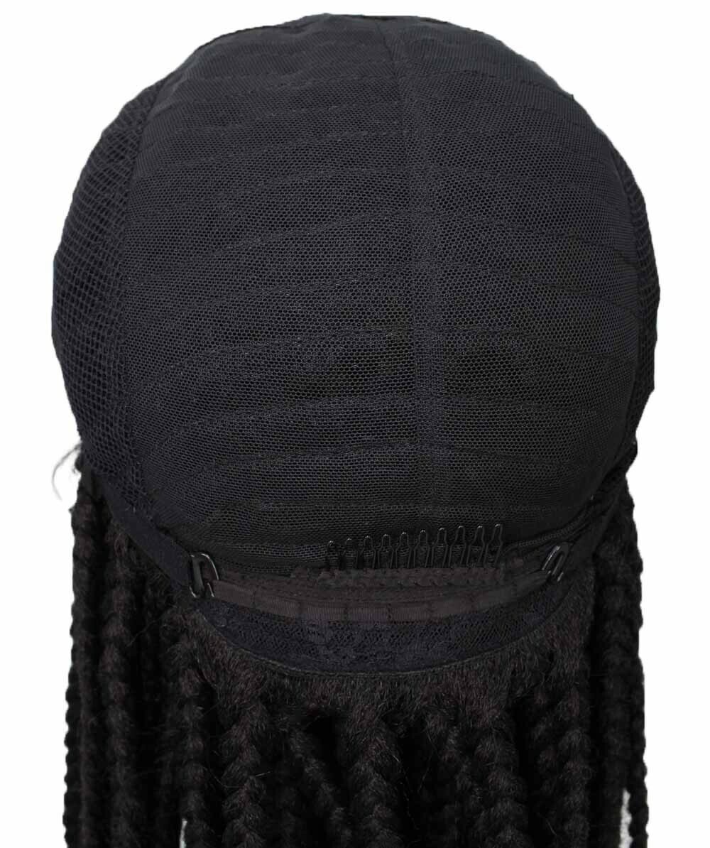 LUXLUXE Uyai Straight 23 Inch 4X4 Hand-Tied Lace Braided Wig,BLT-0122, Black