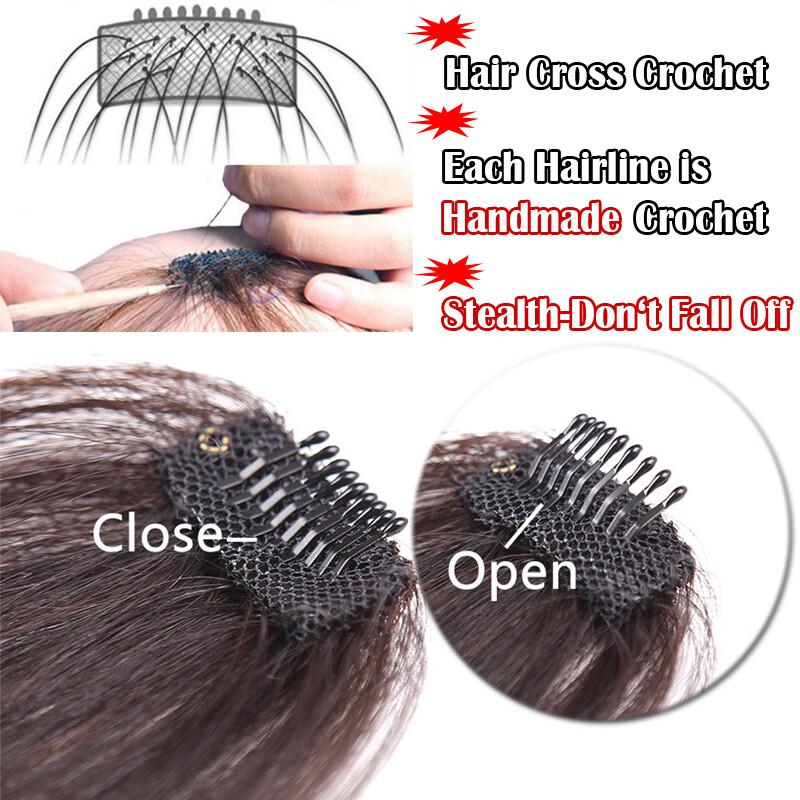 Clip in 100% Remy Human Hair Thin Air Neat Bangs Topper Piece Fringe Hairpiece U