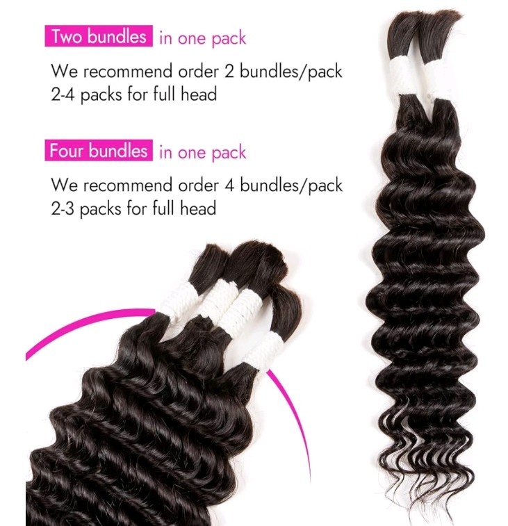 Deep Wave Human Hair Extensions Bohemian 16-28in No Tangle Smooth 25g Bundles