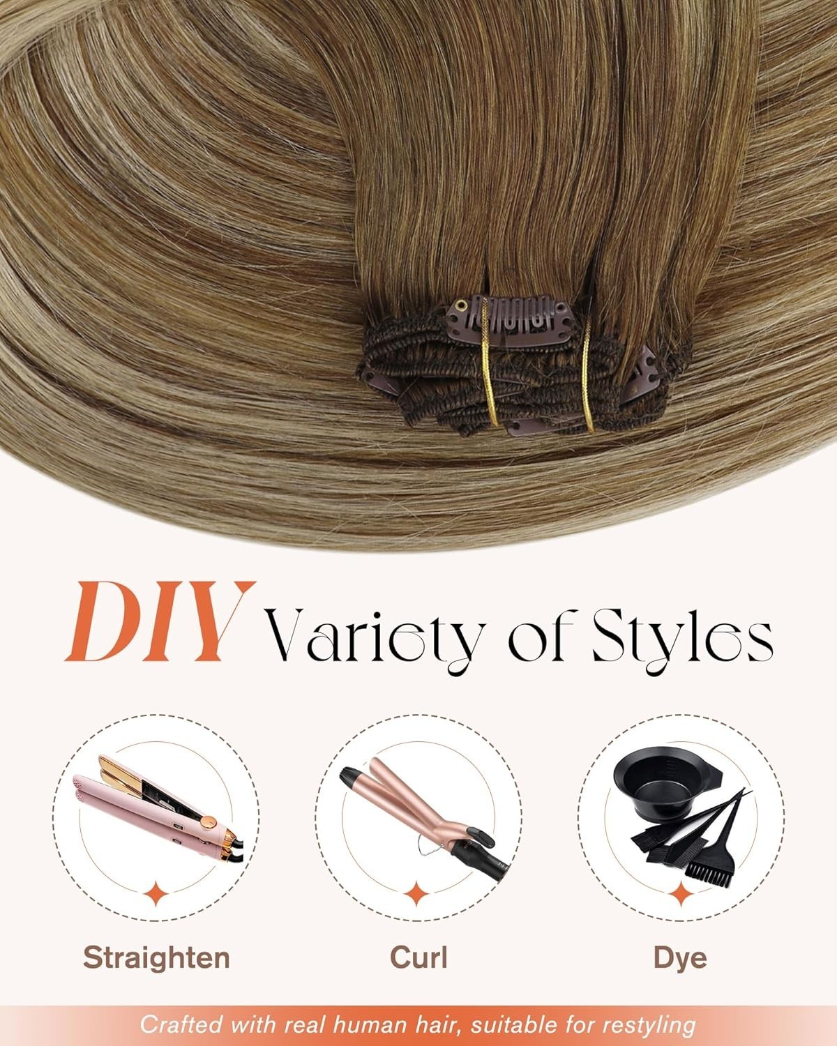 Sunny Hair CLIP-IN 12in Balayage Highlights Human Hair Extensions CP 6-60-6